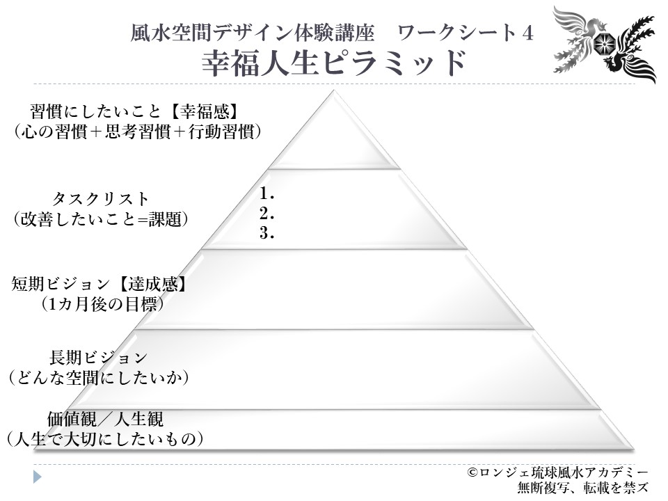 体験 4幸福人生ピラミッド 東道里璃 ロンジェ 琉球風水アカデミー