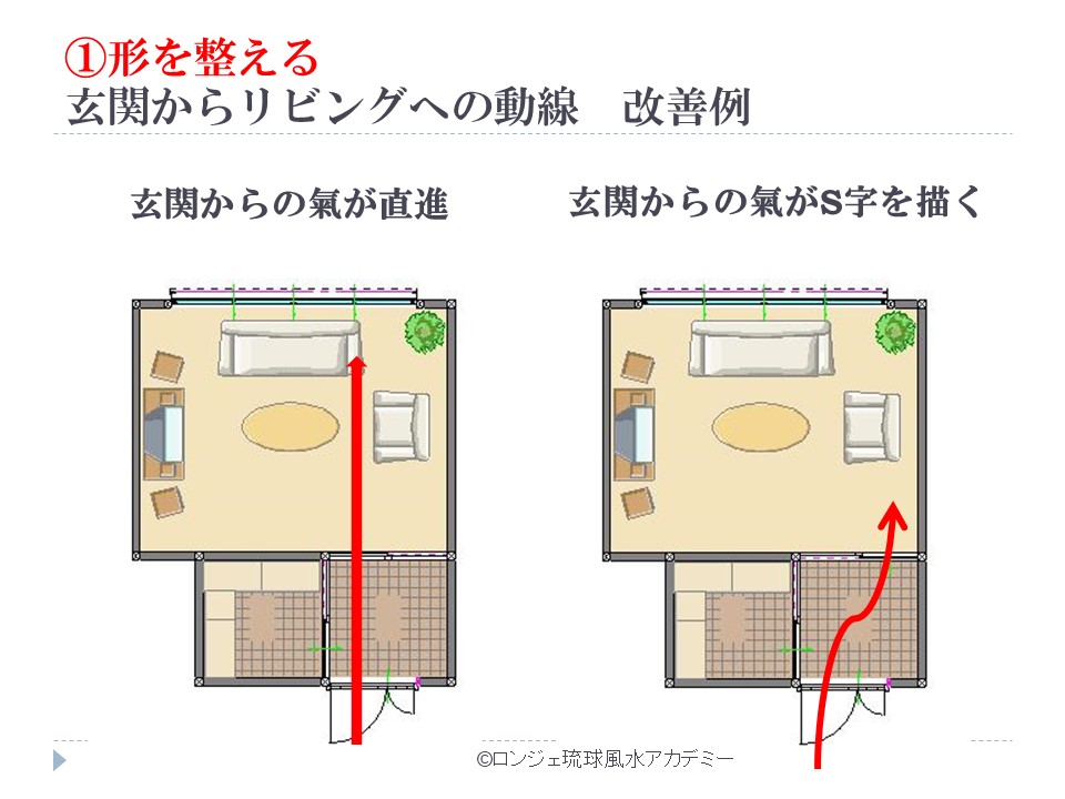 玄関のライン改善事例 風水空間デザイン のロンジェ 風水アカデミー 学長 東道里璃