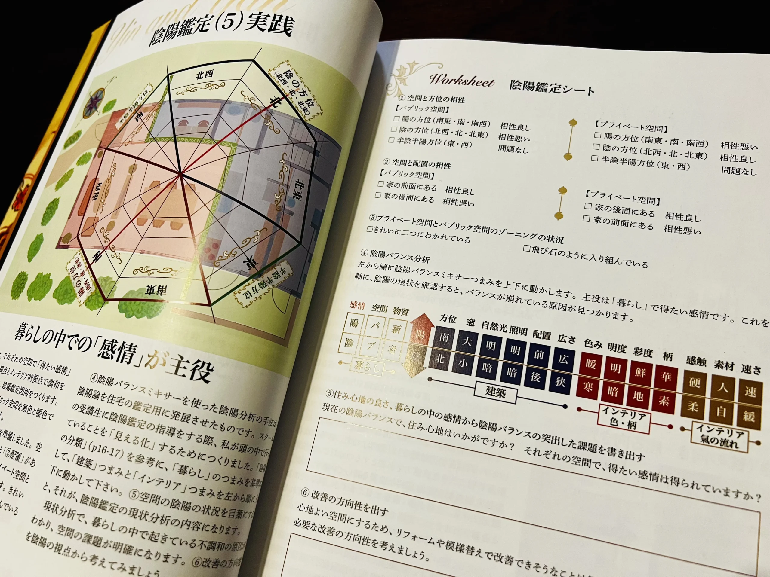 alt="『風水空間デザインの教科書』(東道里璃著・ガイアブックス)p23 陰陽ミキサー図|2025年度 風水空間デザイン®講座 初級・琉球風水鑑定課程 第2章 陰陽鑑定編(第2回)参照テキスト"